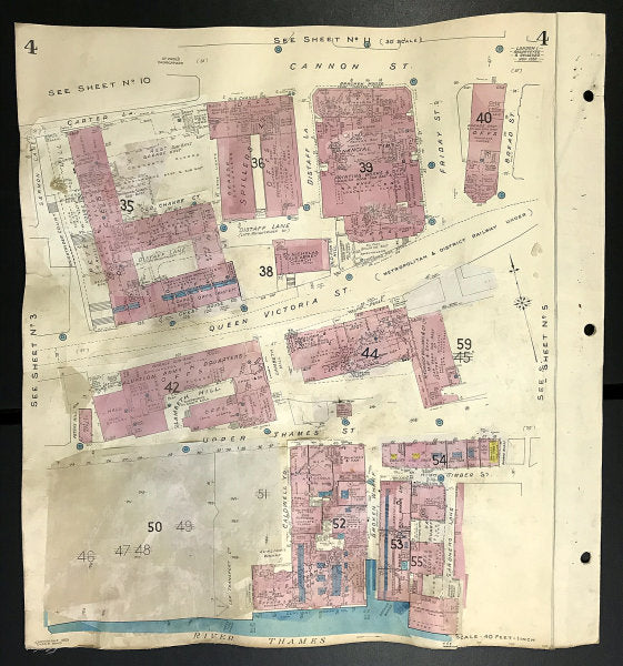 London EC4V EC4M Cannon/Queen Victoria/Upper Thames Street FT GOAD 1959 map